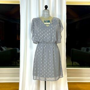 Buttons Gray shear mini dress with silver flecks  S so cute I love this dress!